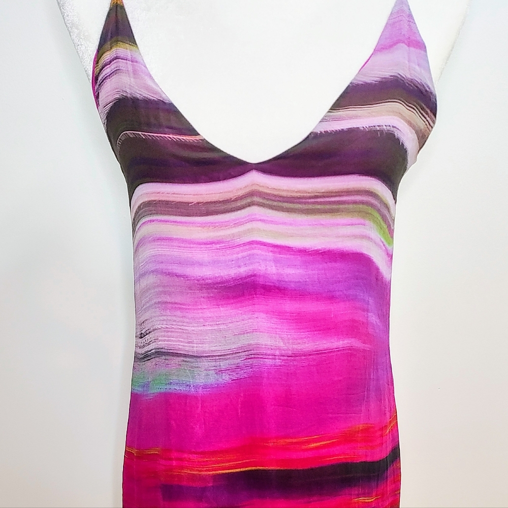 Rory Beca 100% Silk Maxi Abstract Print Resort Colorful California Beachy Dress - Picture 4 of 11